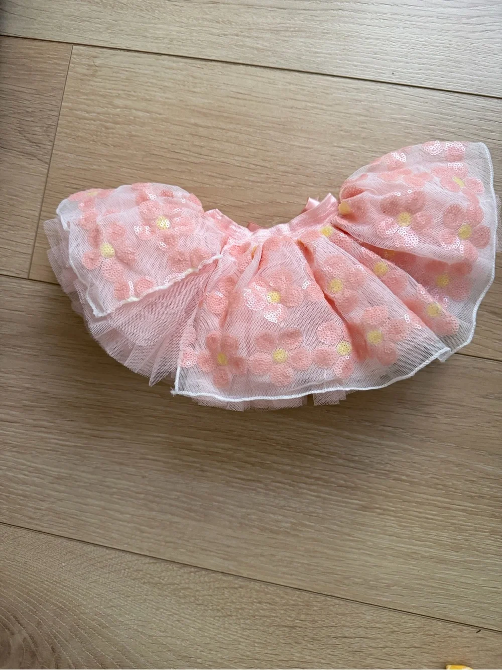 New born photography - Girls Pink Floral Tulle Skirt with Satin Bow